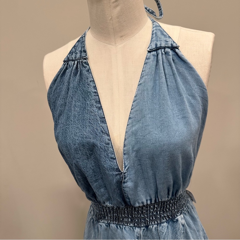 YOUNG THREADS Noelle Tiered Denim Patchwork Halte… - image 4